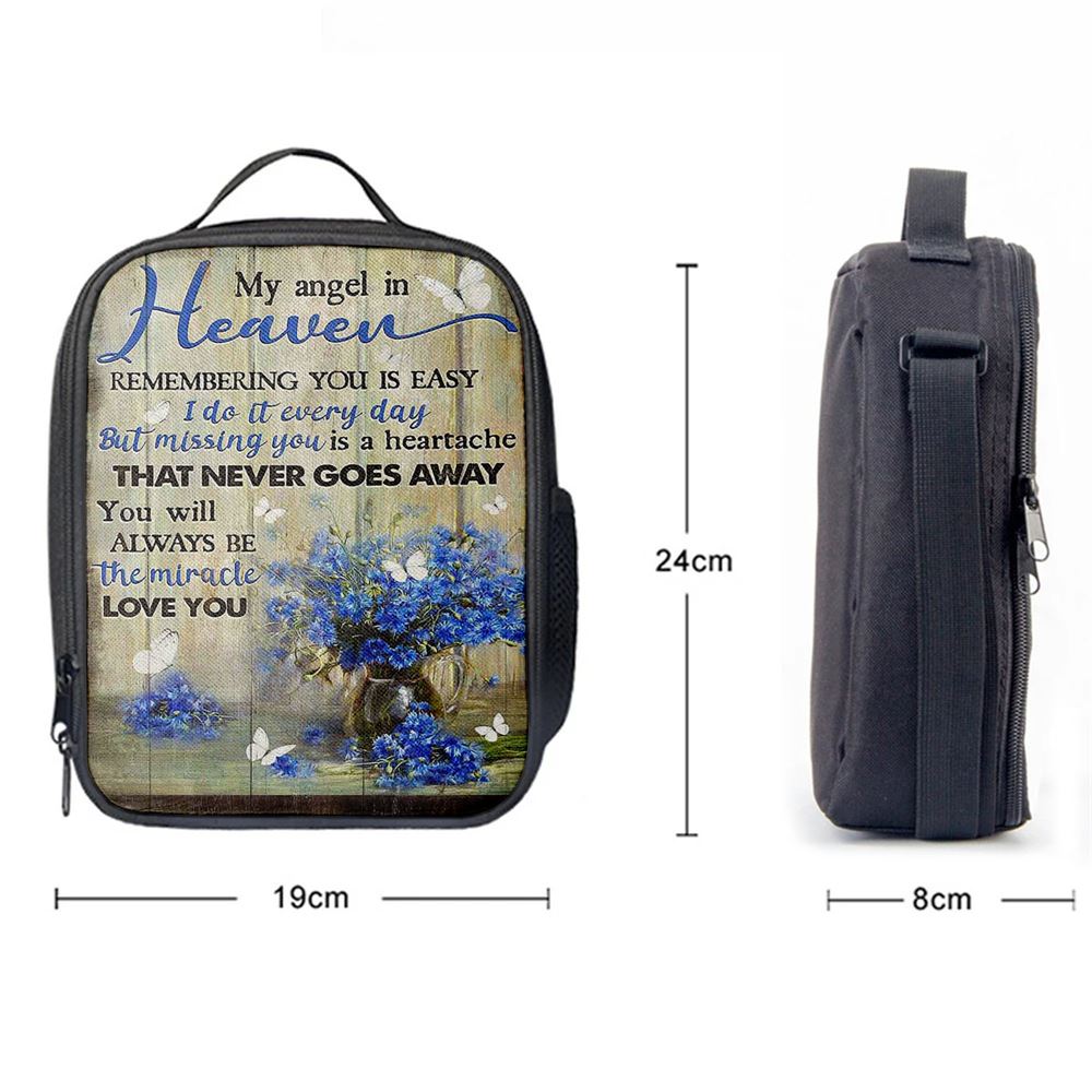 You Will Always Be The Miracle Lunch Bag For Men And Women, Blue Flower Glass Vase Butterfly Lunch Bag, Spiritual Christian Lunch Box For School, Work