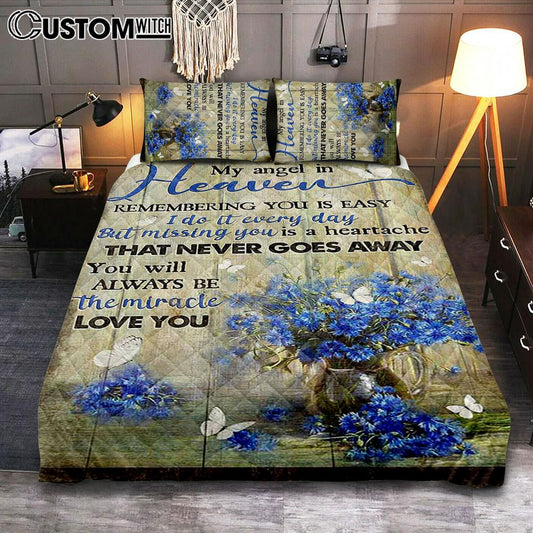 You Will Always Be The Miracle Quilt Bedding Set - Blue Flower Glass Vase Butterfly Quilt Bedding Set Art - Christian Art - Bible Verse Bedroom - Religious Home Decor