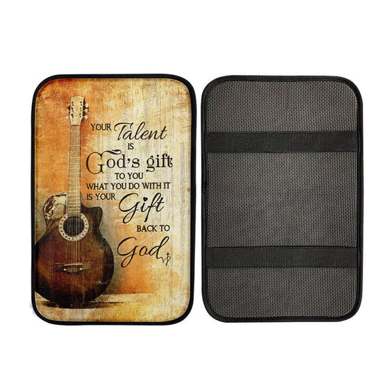 Your Talent Is God Gift To You Guitar Car Center Console Cover, Religious Car Interior Accessories