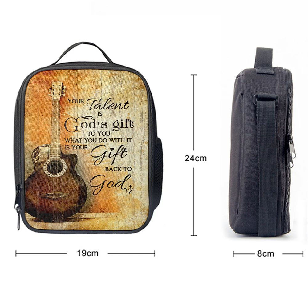 Your Talent Is God Gift To You Guitar Lunch Bag For Men And Women, Spiritual Christian Lunch Box For School, Work