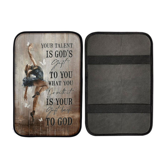 Your Talent Is God's Gift To You Ballet White Butterfly Night Car Center Console Cover, Religious Car Interior Accessories