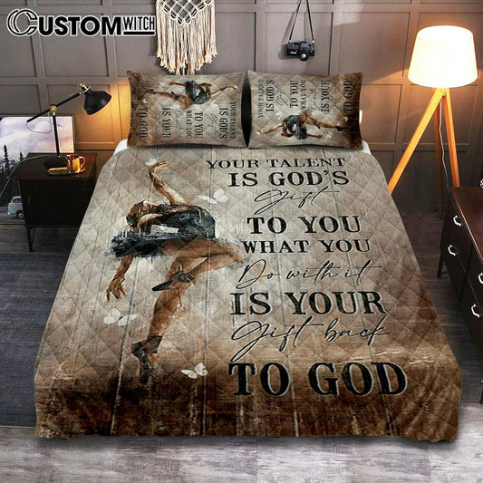 Your Talent Is God's Gift To You Ballet White Butterfly Night Quilt Bedding Set Bedroom - Christian Quilt Bedding Set Prints - Bible Verse Quilt Bedding Set Art