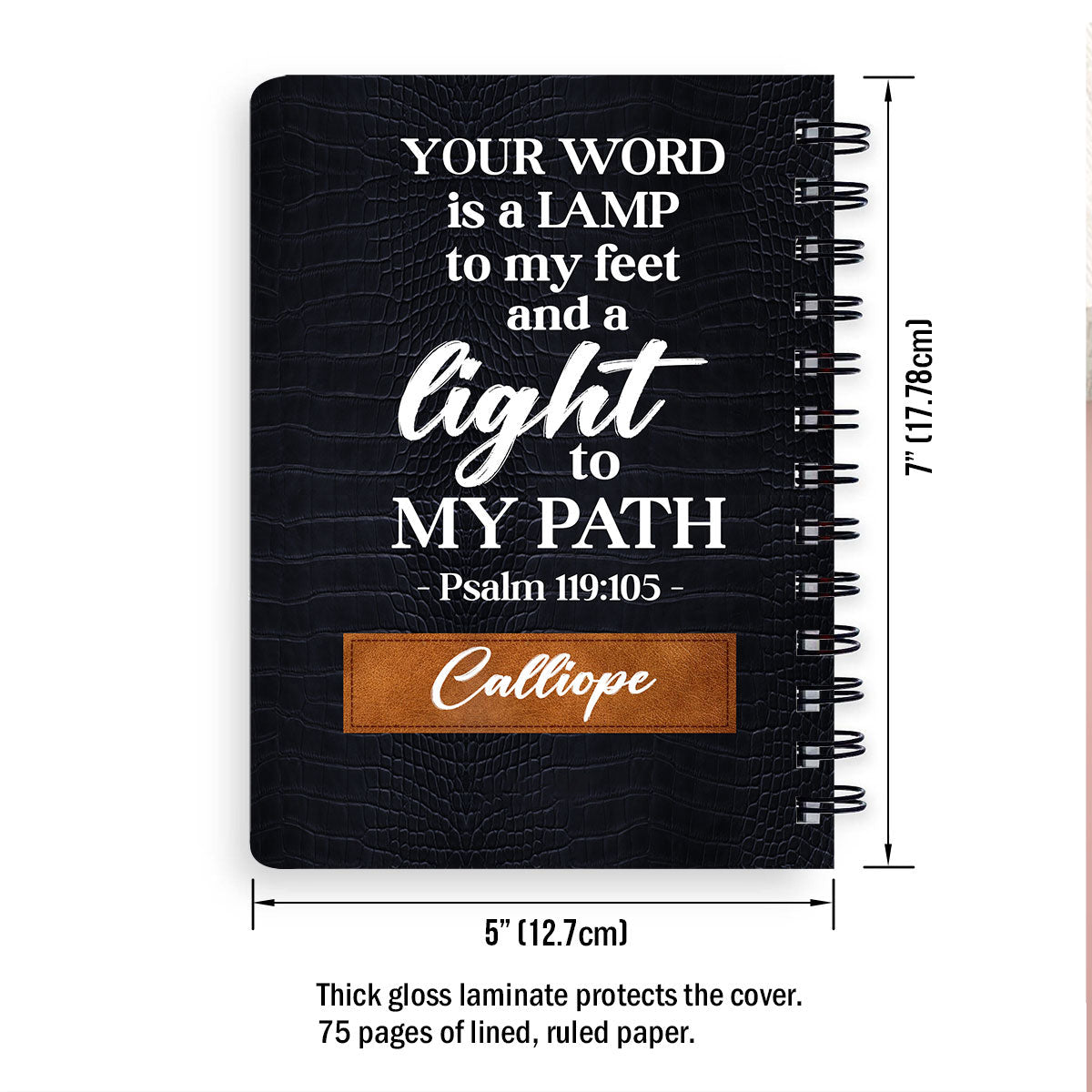 Your Word Is A Lamp To My Feet And A Light To My Path Personalized Spiral Journal, Christian Art Gifts Journal