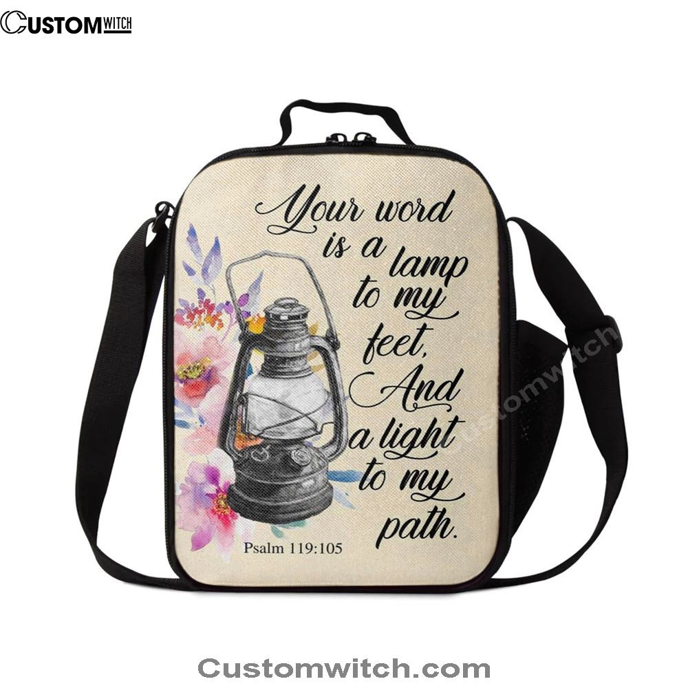 Your Word Is A Lamp To My Feet Psalm 119105 Bible Verse Lunch Bag For Men And Women, Spiritual Christian Lunch Box For School, Work