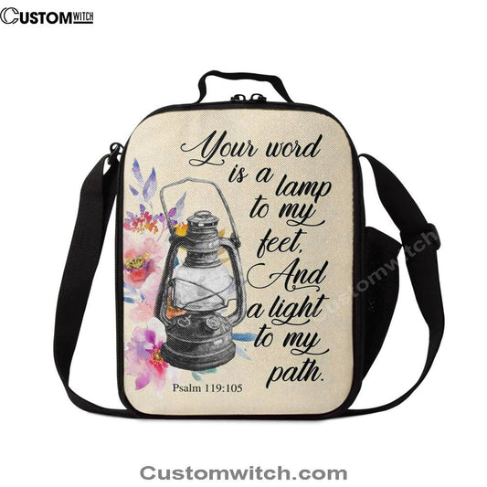 Your Word Is A Lamp To My Feet Psalm 119105 Bible Verse Lunch Bag For Men And Women, Spiritual Christian Lunch Box For School, Work