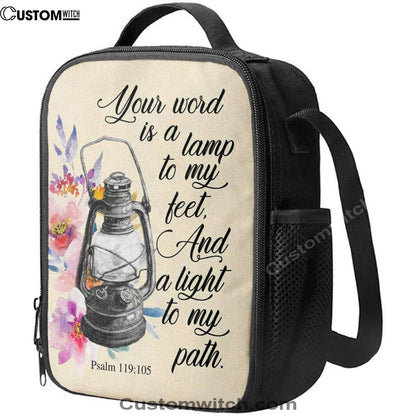 Your Word Is A Lamp To My Feet Psalm 119105 Bible Verse Lunch Bag For Men And Women, Spiritual Christian Lunch Box For School, Work