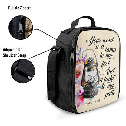 Your Word Is A Lamp To My Feet Psalm 119105 Bible Verse Lunch Bag For Men And Women, Spiritual Christian Lunch Box For School, Work