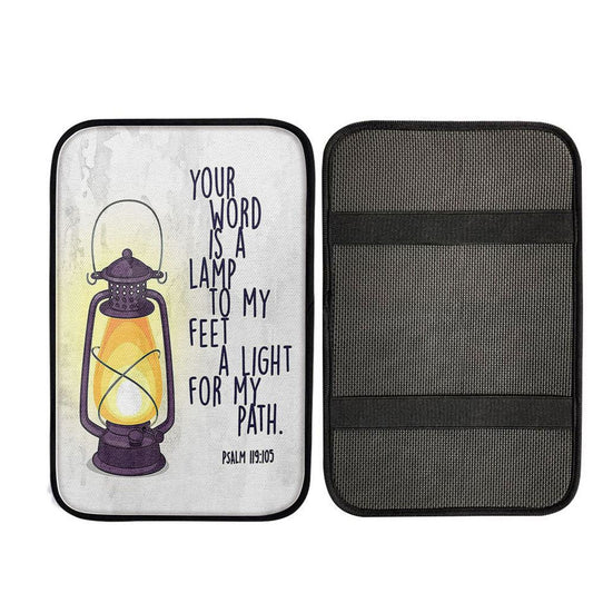 Your Word Is A Light For My Path - Psalm 119 105 Car Center Console Cover, Religious Car Interior Accessories