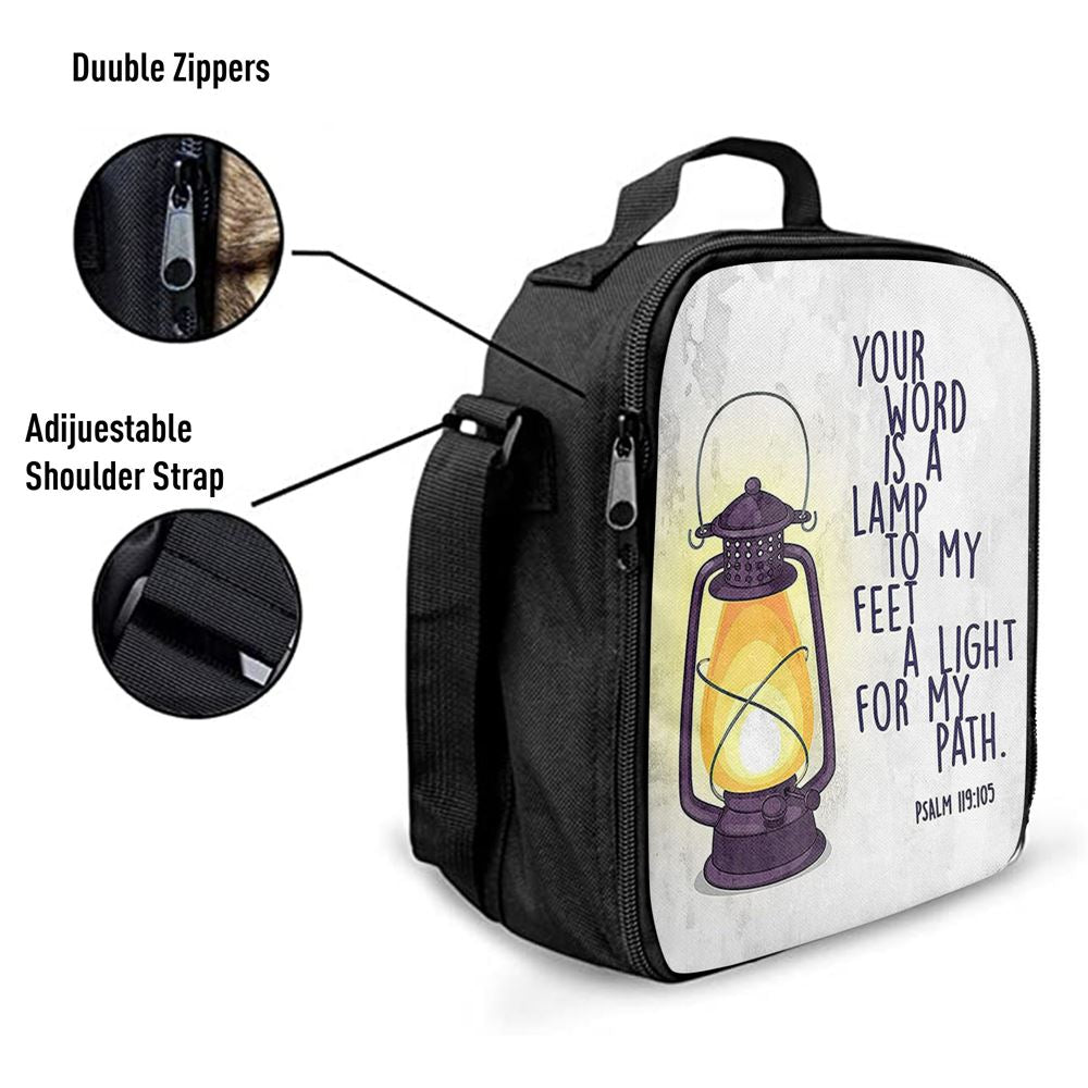 Your Word Is A Light For My Path - Psalm 119 105 Lunch Bag For Men And Women, Spiritual Christian Lunch Box For School, Work