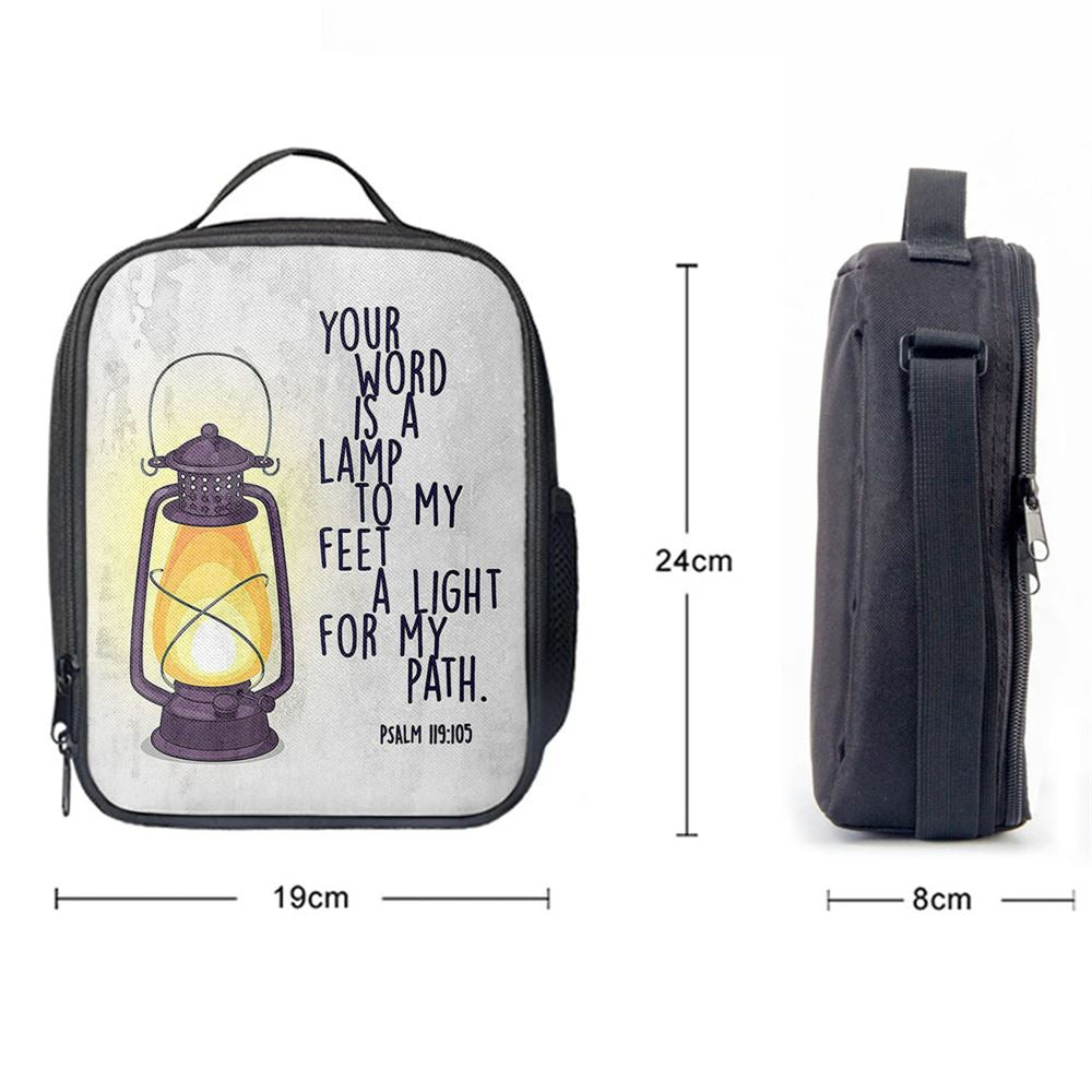 Your Word Is A Light For My Path - Psalm 119 105 Lunch Bag For Men And Women, Spiritual Christian Lunch Box For School, Work