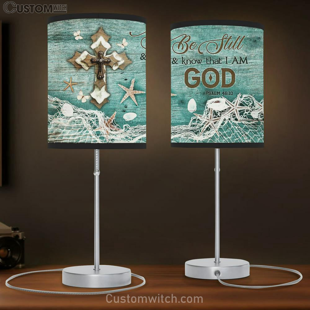 cross Butterfly Be still and know that I am God Table Lamb Gift - Bible Verse Table Lamb - Religious Bedroom Decor