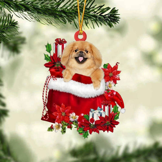pekingese In Gift Bag Christmas Ornaments, Christmas Gift, Christmas Tree Decorations, Christmas Ornament 2023