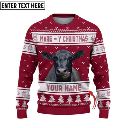 personalized Black Angus Mare Ugly Christmas Sweater, Sweater Gifts For Pet Loves, Farmers Sweater