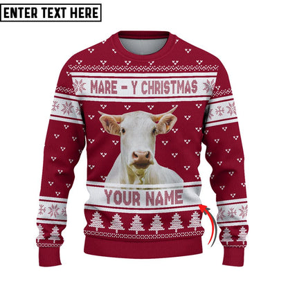 personalized Charolais Mare Ugly Christmas Sweater, Sweater Gifts For Pet Loves, Farmers Sweater