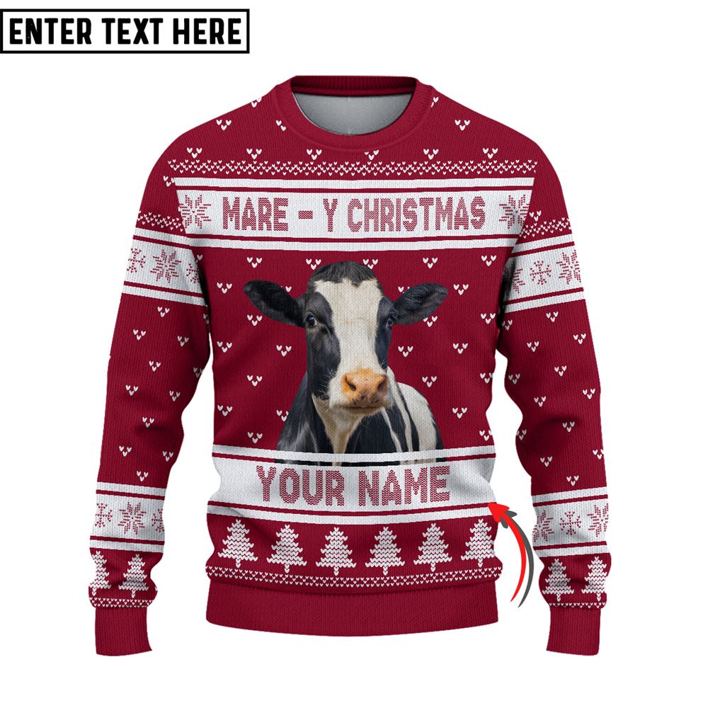 personalized Holstein Mare Ugly Christmas Sweater, Sweater Gifts For Pet Loves, Farmers Sweater