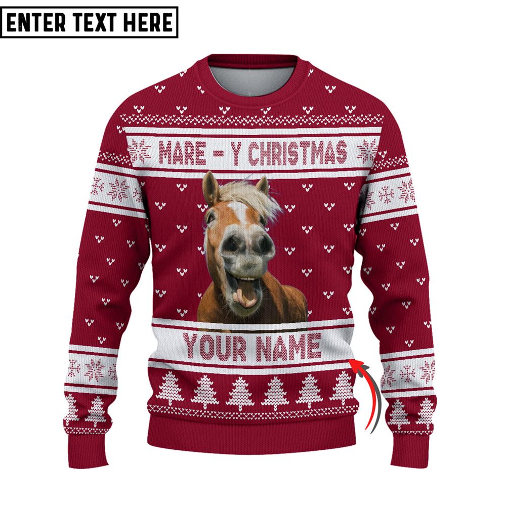 personalized Horse Mare Ugly Christmas Sweater, Sweater Gifts For Pet Loves, Farmers Sweater