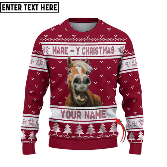 personalized Horse Mare Ugly Christmas Sweater, Sweater Gifts For Pet Loves, Farmers Sweater