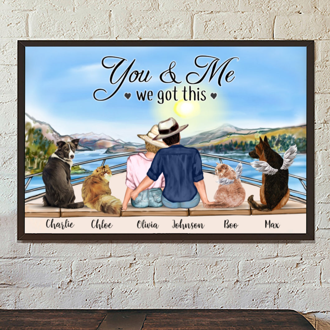 Personalized Canvas/Canvas with frame/Poster for Couples/Family/Pet Lovers Best Gift custom Name/Pets breed/Person - I Love you to the Moon and back