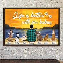 Load image into Gallery viewer, Personalized - Chubby Dad with Dogs/Cats - Life is better with fur babies - Choose up to 6 Dogs/Cats - Canvas/Canvas with Frame/Poster
