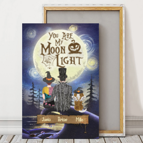 Customwitch Custom Poster/Framed Canvas/Unframed Canvas Posters for Pet Lovers Best Gift with Custom Names/Dog/Cat Breed - You Are My Moon Light