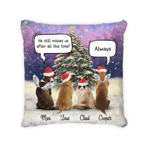 Customwitch Personalized Pillow For Pet Lovers, Christmas Gift With Custom Names, Pets - Pets' conversation With Up To 4 Pets/Dogs/Cats - Christmas