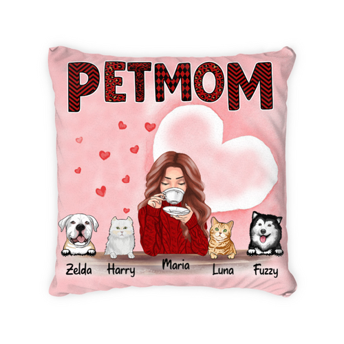Customwitch Personalized Pillow for Family/Pet Lovers, Unique Gift custom Names/Pets breed/Person -  Pet Mom