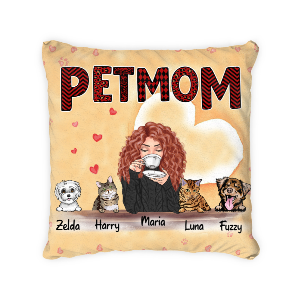 Personalized - Skinny Pet Mom/ Mum - Winter Version - Choose up to 4 Pets Pillow (Print on both sides)