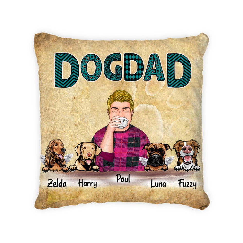Personalized - Chubby/Skinny Dad with Pets - Choose up to 4 Pets - 2 side print Pillow/ Cushion