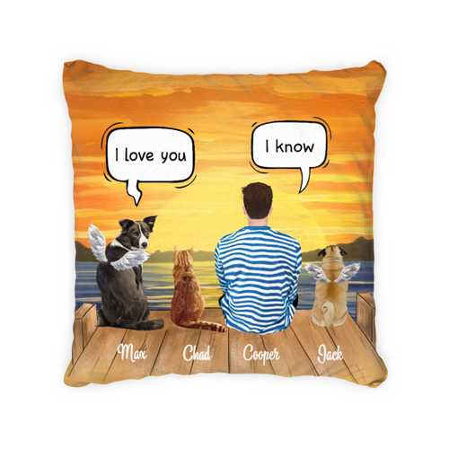 Customwitch Personalized Pillow for Pet Lovers, Cute Gift with Custom Names/Dog/Cat/Rabbit Breed - Dad's Conversation with Pets