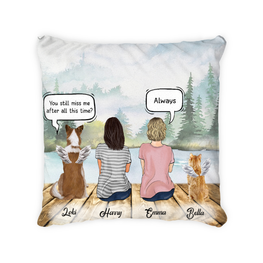 Personalized - Two Moms with Pets Conversation - 2 side print Pillow/ Cushion