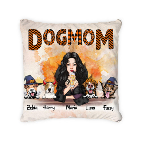 Customwitch Personalized Pillow For Pet Lovers, Halloween Gift With Personalized Names, Dogs, Cats - Pet Mom With Up To 4 Pets/Dogs/Cats - Halloween