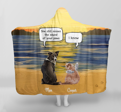 Customwitch Personalized Hooded Blanket for Pet Lovers, Best Gift with Custom Names/Dog/Cat/Rabbit Breed - Pets' Conversation