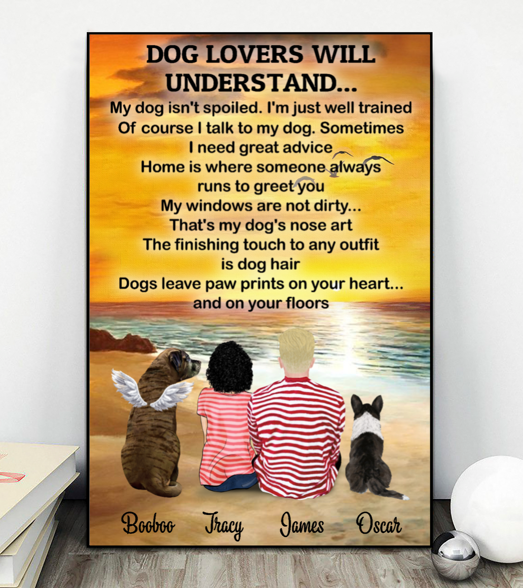 Dog Lovers will understand - Mom and Dad with Dogs see the Sunset Canvas Poster