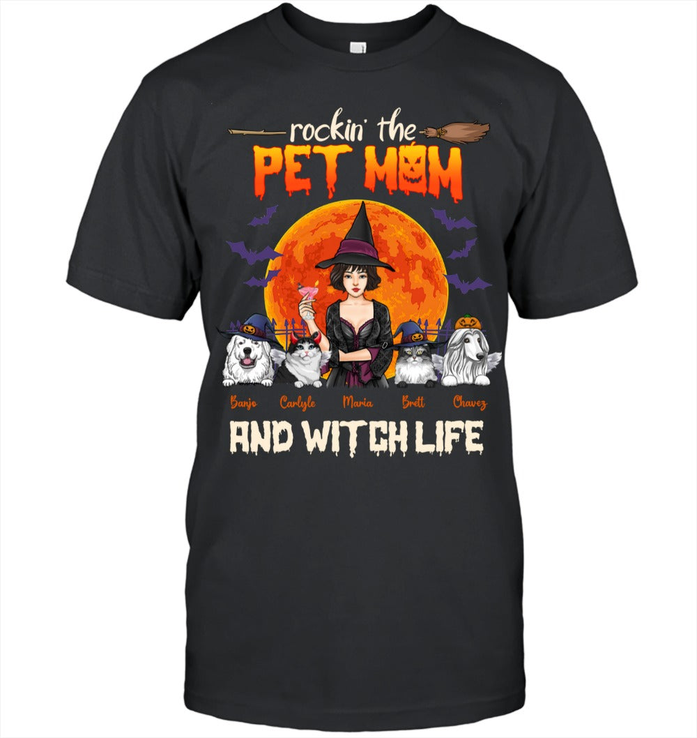 Personalized T-shirt/Hoodie/Sweatshirt for Pet Lovers - Halloween Gift with personalized Dogs/Cats breed & Names - Just A Wicked Witch With Her Little Monster
