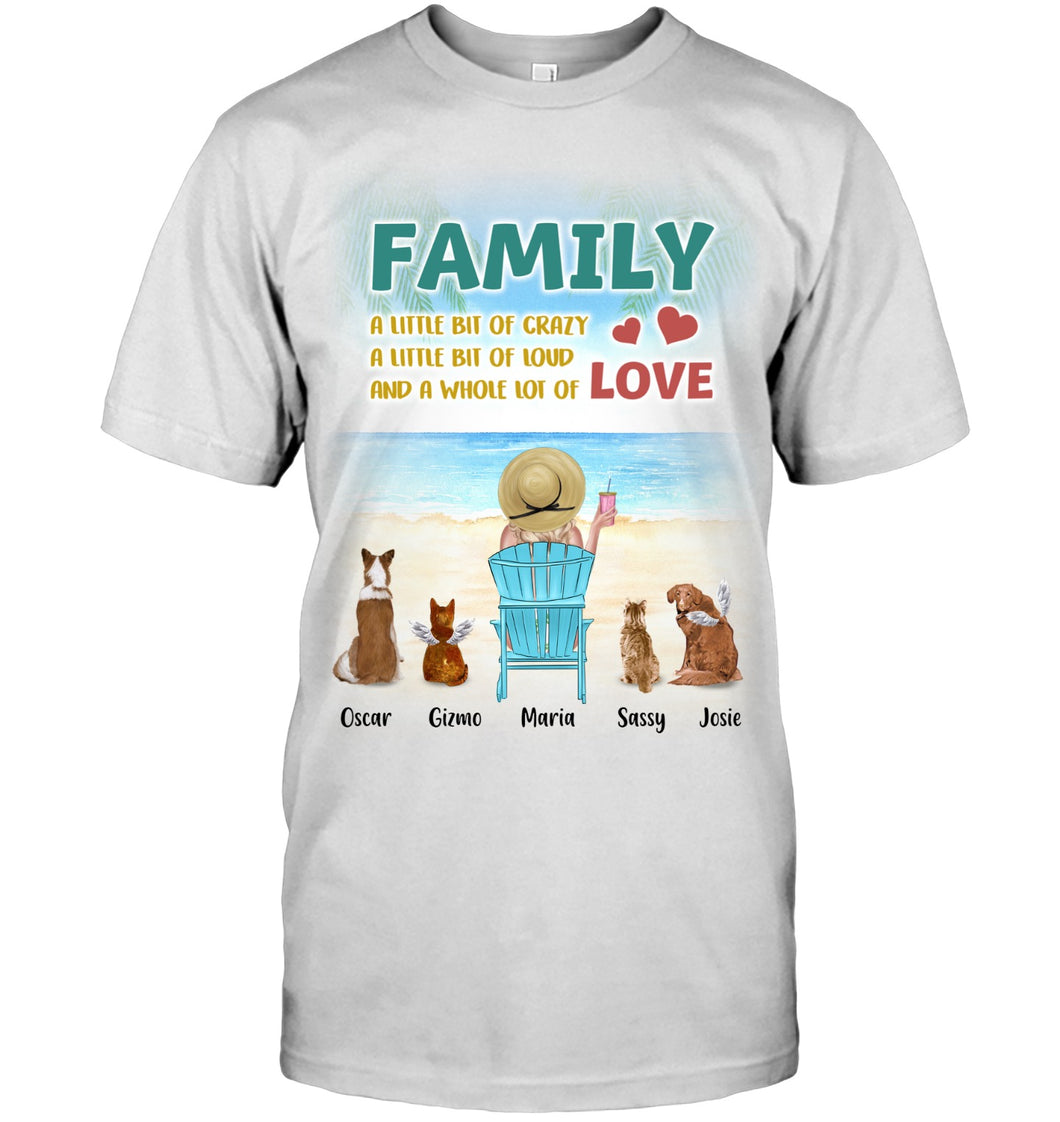 Personalized Cotton T-Shirt For Pet Lovers, Anniversary Gift With Personalized Name & Dogs/Cats - Life is better at the beach