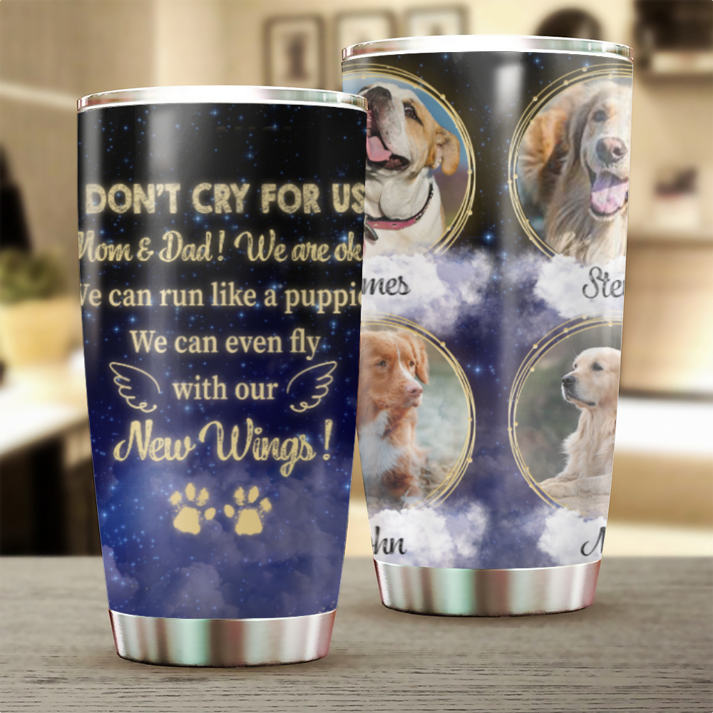 Personalized - Galaxy Dogs - Upload Four Dog Images Tumbler