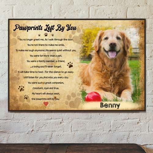 Customwitch Personalized Canvas/Canvas with frame/Poster for Pet Lovers, Best Gift with your own photos - Pawprints left by you