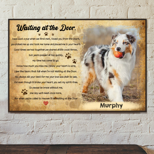 Customwitch Personalized Canvas/Canvas with Frame/Poster for Dog Lovers Best gift Upload your image - Waiting at the door - up to 4 images