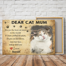 Load image into Gallery viewer, Personalized - Dear Cat Mum - Cats upload Image up to 4 Cats Canvas/Canvas with Frame/Poster
