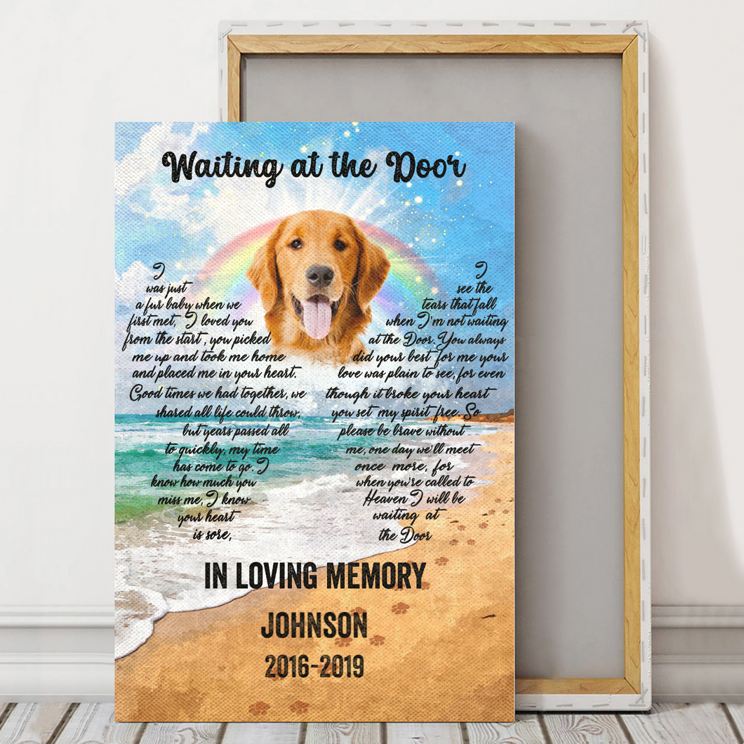Personalized - Automatically remove image background - Waiting at the Door - Cats/Dogs upload image Canvas/Canvas with Frame/Poster