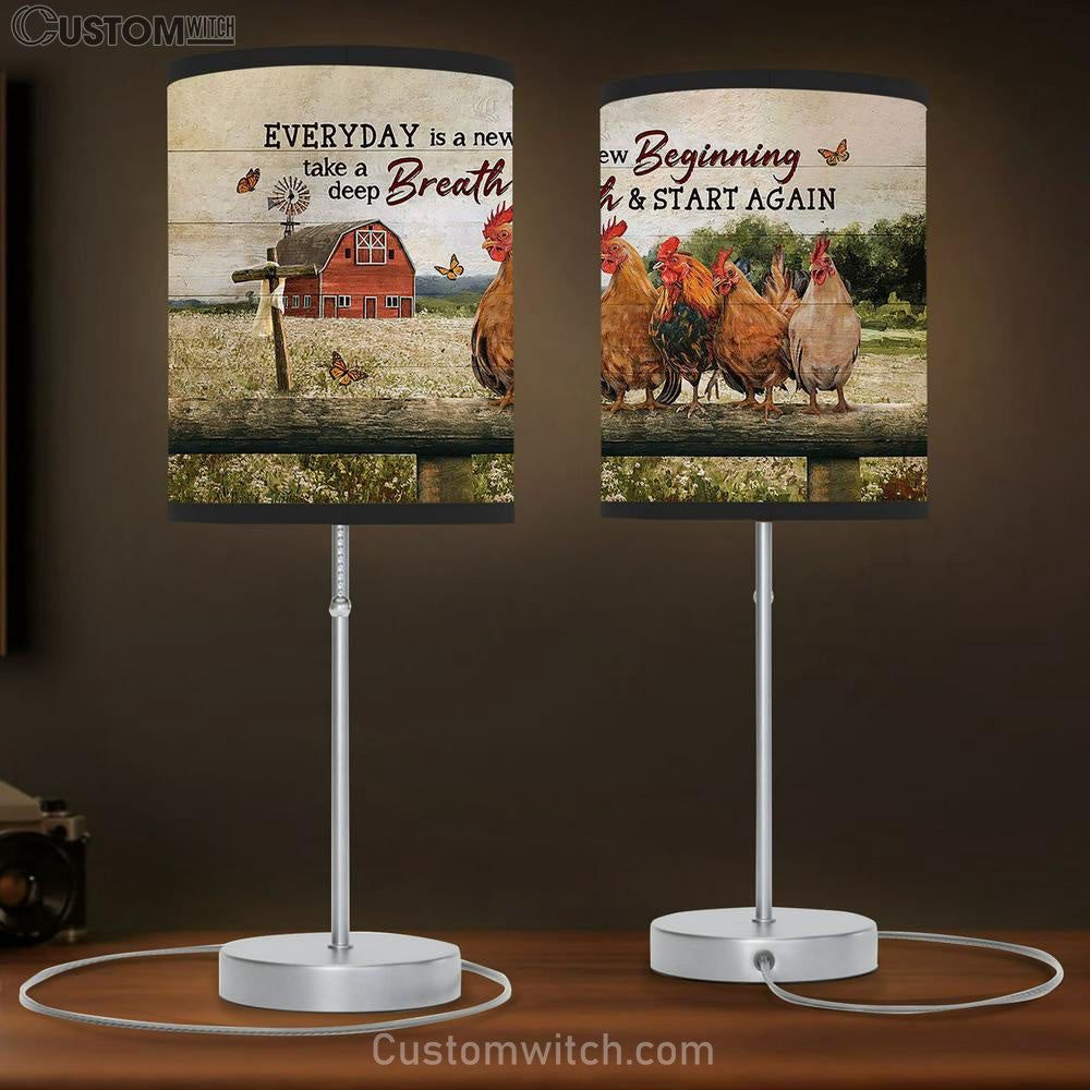 rooster Everyday is a new beginning Table Lamb Gift - Bible Verse Table Lamb - Religious Bedroom Decor