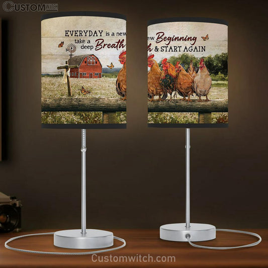 rooster Everyday is a new beginning Table Lamb Gift - Bible Verse Table Lamb - Religious Bedroom Decor