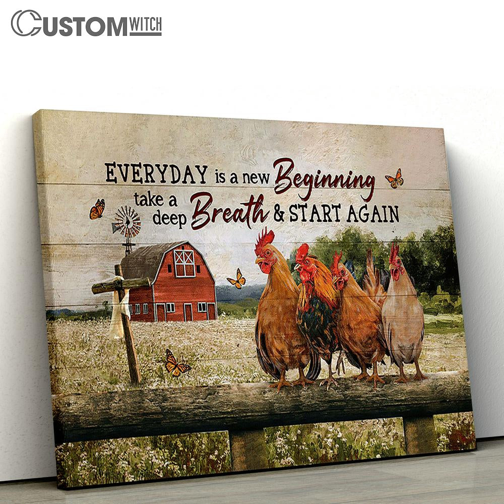 rooster Everyday is a new beginning Canvas Wall Art - Bible Verse Canvas - Religious Prints