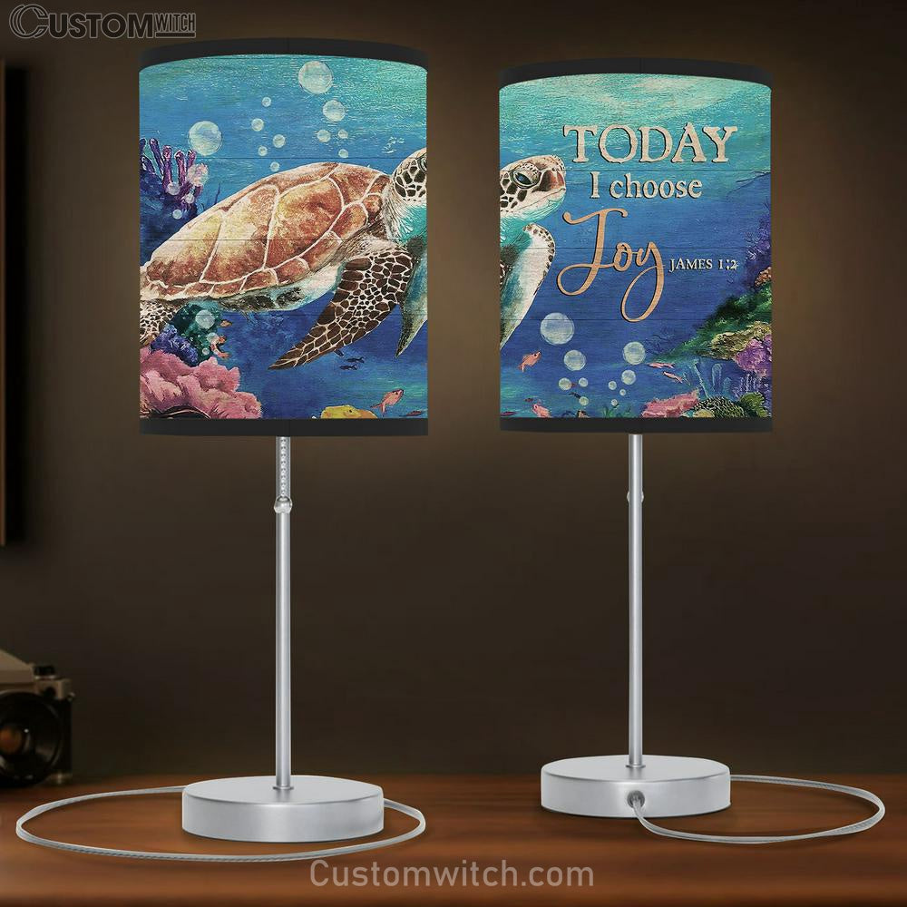 sea turtle Today I choose joy Table Lamb Gift - Bible Verse Table Lamb - Religious Bedroom Decor