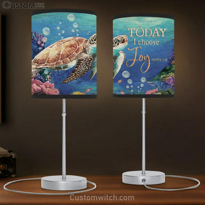 sea turtle Today I choose joy Table Lamb Gift - Bible Verse Table Lamb - Religious Bedroom Decor