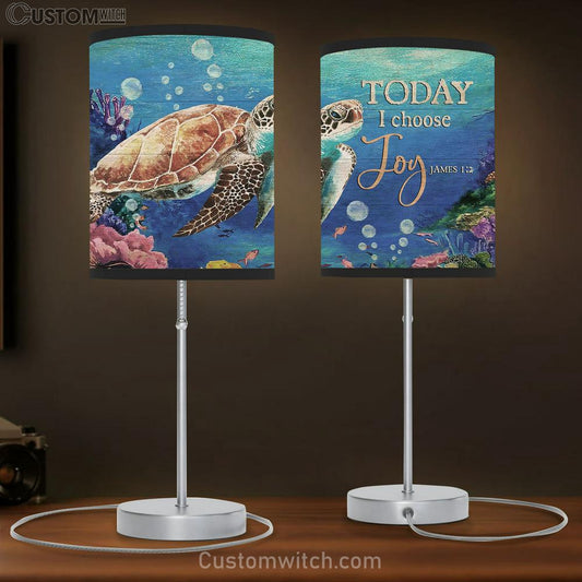 sea turtle Today I choose joy Table Lamb Gift - Bible Verse Table Lamb - Religious Bedroom Decor
