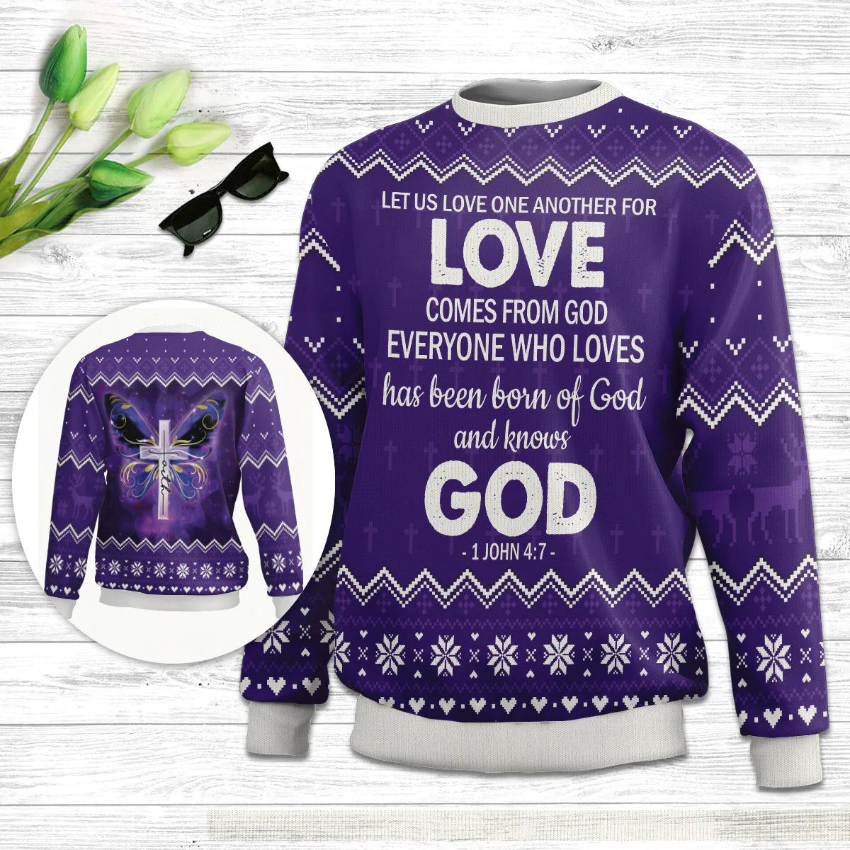 veryone Who Loves Has Been Born Of God And Knows God 1 John 47 Ugly Christmas Sweater - Christian Unisex Sweater - Religious Christmas Gift