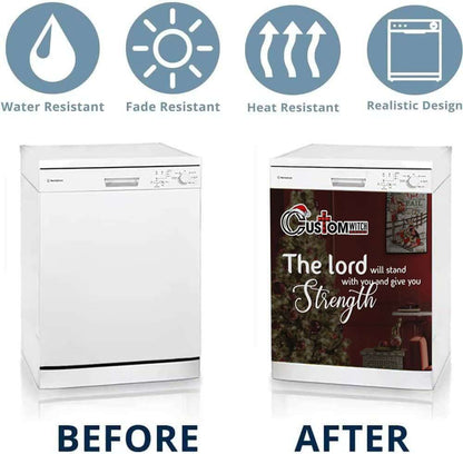 I Can Only Imagine Blue Flower White Butterfly Dishwasher Cover, Bible Verse Dishwasher Stickers, Inspirational Kitchen Decor